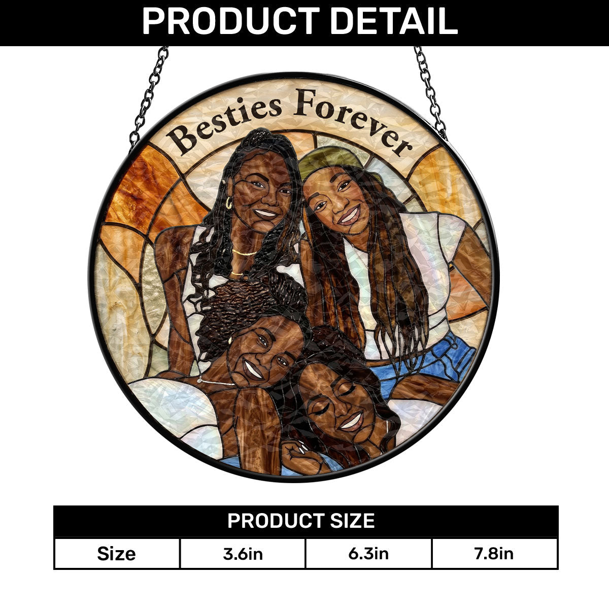 Besties Forever - Personalized Stained Glass Window Hanging Suncatcher