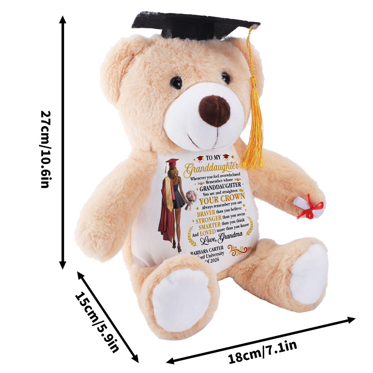 Whenever You Feel Overwhelmed - Personalized Graduation Teddy Bear