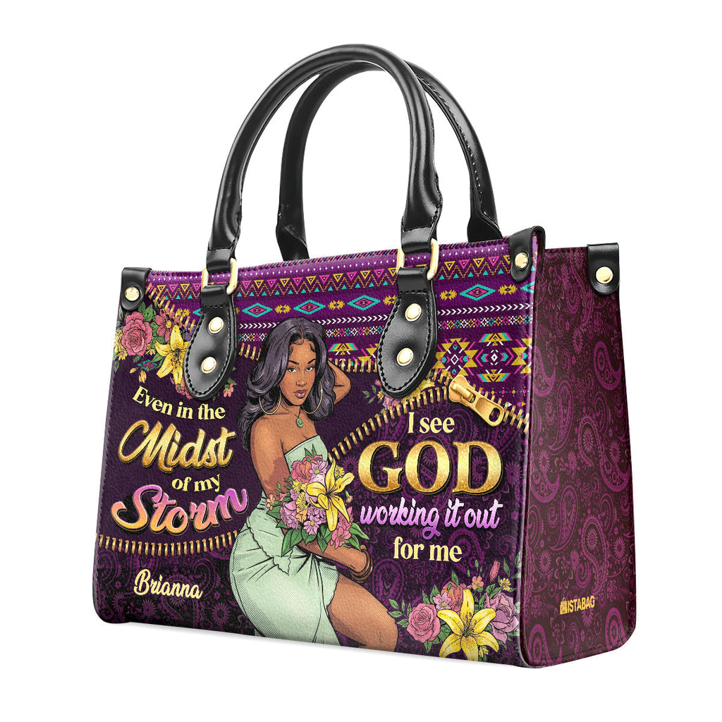 I See God Working It Out For Me - Personalized Leather Handbag