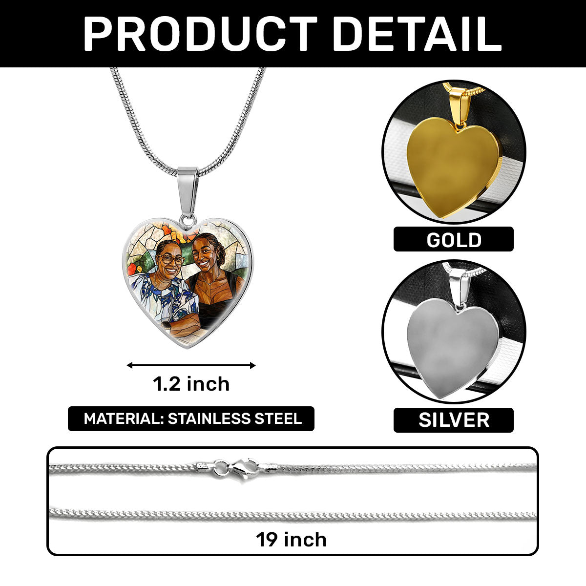 Custom Photo Portrait Mom Grandma Parents Family - Personalized Heart Necklace
