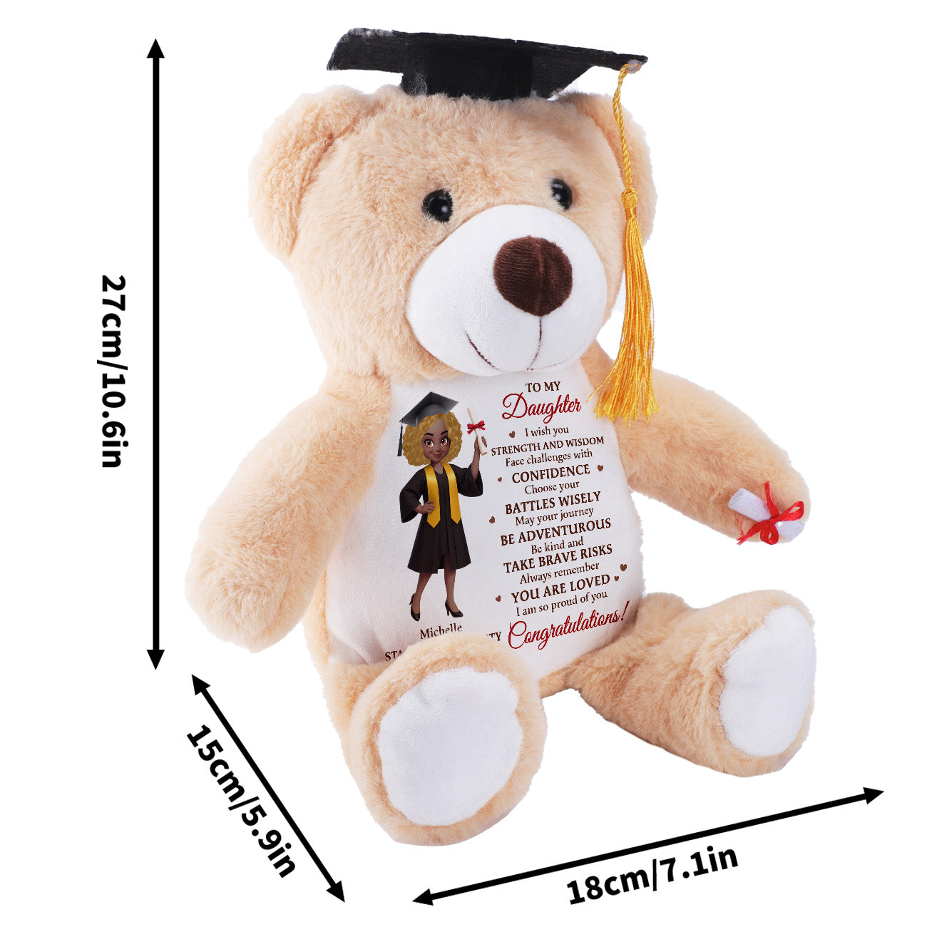 I Wish You Strength And Wisdom - Personalized Graduation Teddy Bear
