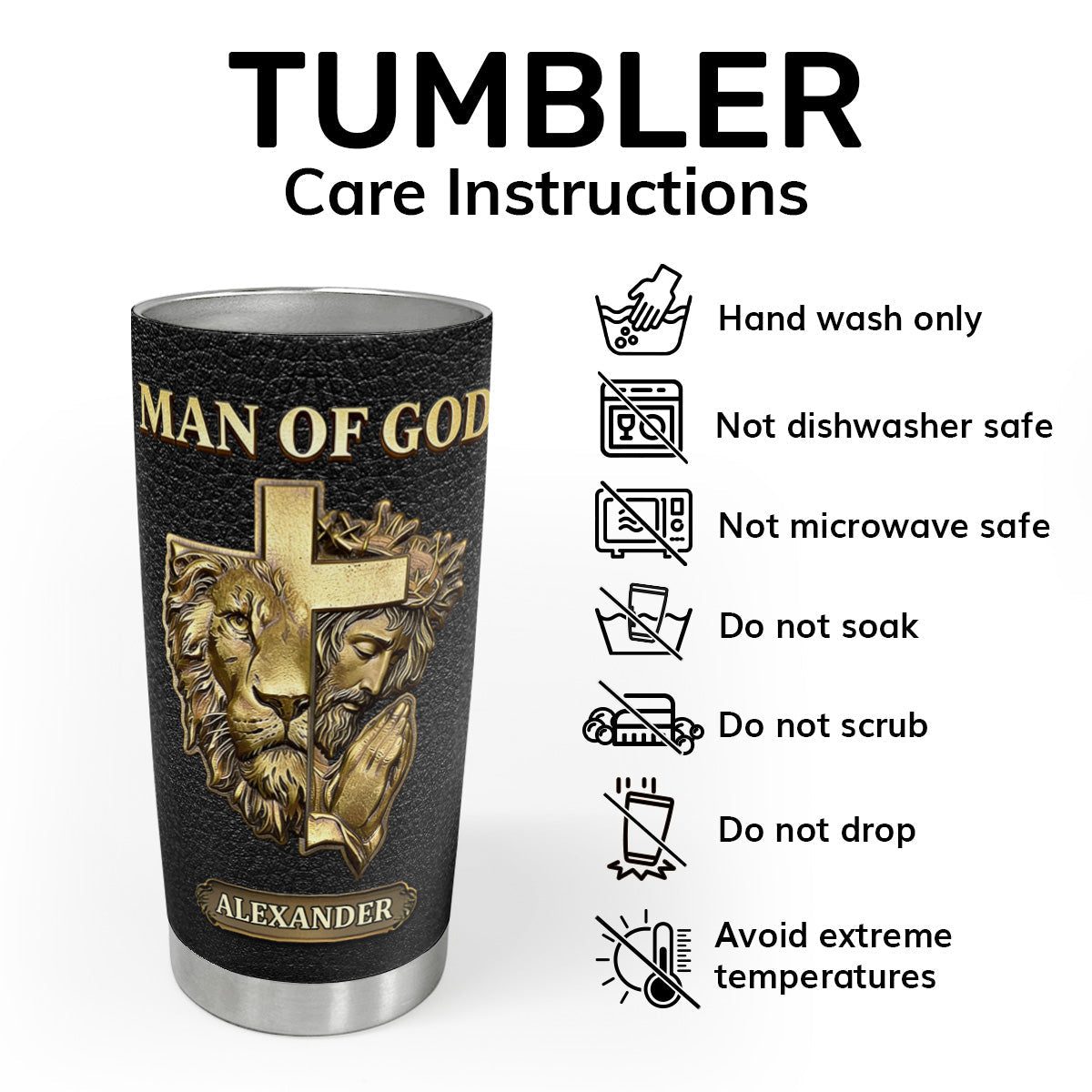 Man Of God - Personalized Stainless Steel Tumbler