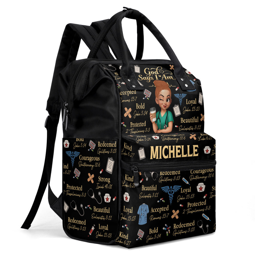 God Says I Am A Nurse - Personalized Duckbilled Backpack