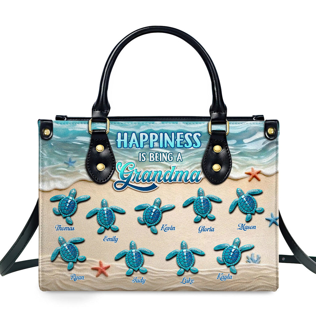 Happiness Is Being A Grandma - Personalized Leather Handbag