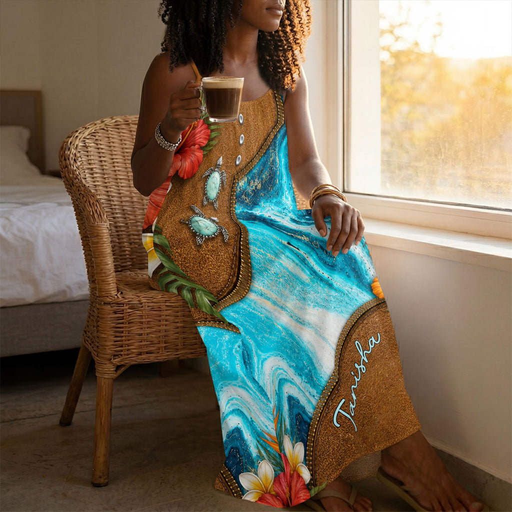Tropical Summer Sea  - Personalized Backless Cami Maxi Dress