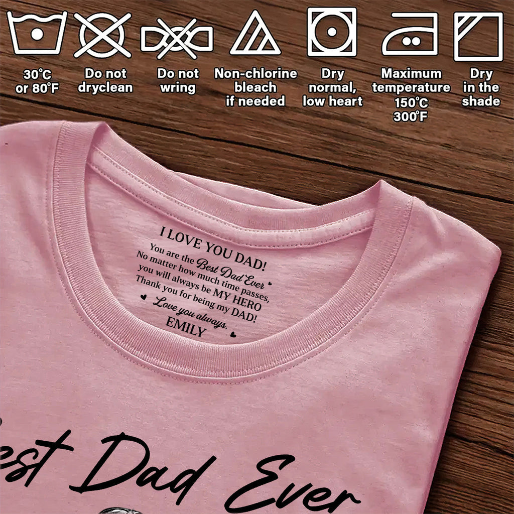 Custom Photo Pencil Sketch Best Dad Ever - Personalized Shirt With Design Inner Neck And Front