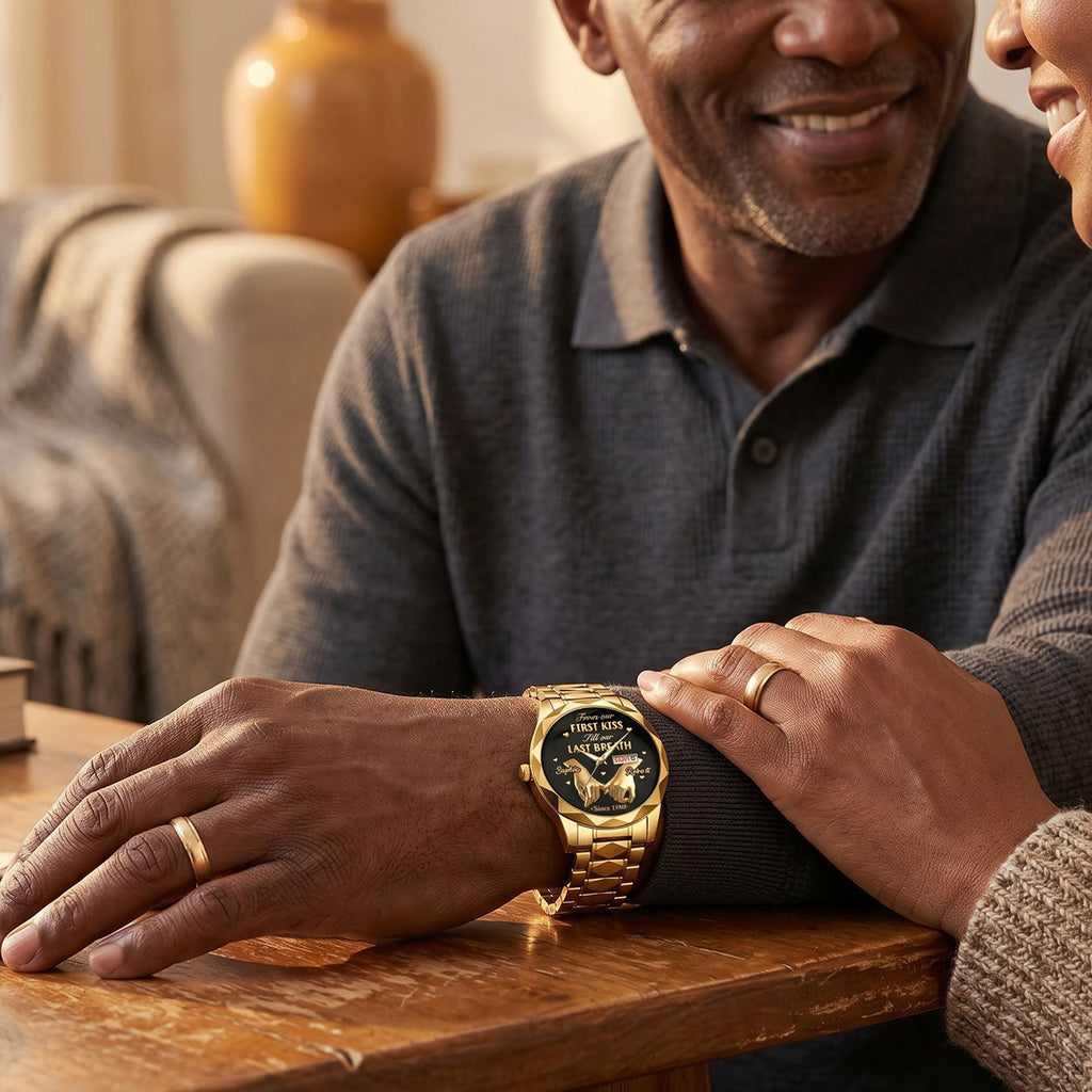From First Kiss To Last Breath - Personalized Men's Wrist Watch
