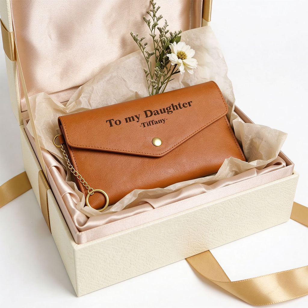 To A Special Granddaughter - Personalized Leather Envelope Wallet