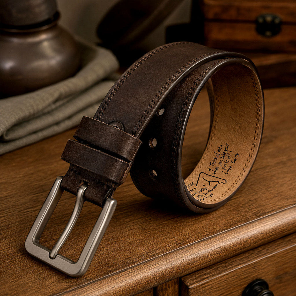 I Love Your Face Especially When It's Between My Legs - Personalized Cowhide Belt