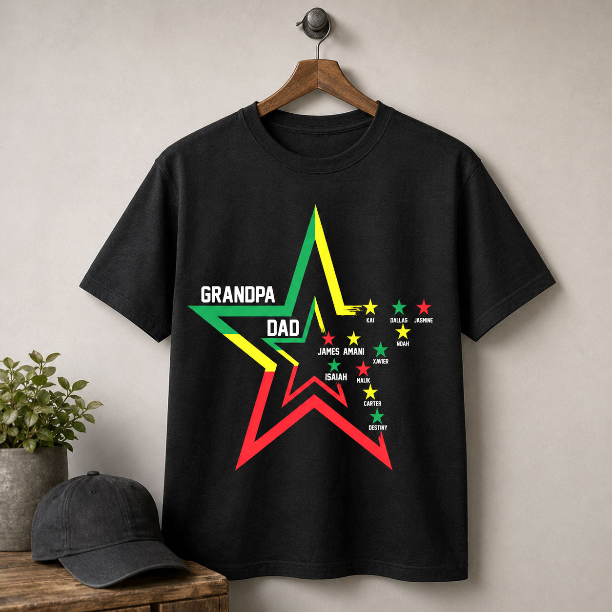 Star For Dad And Grandpa - Personalized 2D Unisex T-shirt