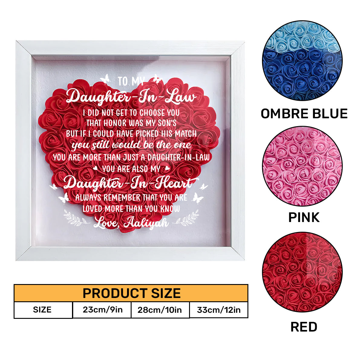 You Are My Daughter In Heart - Personalized Heart Flower Shadow Box