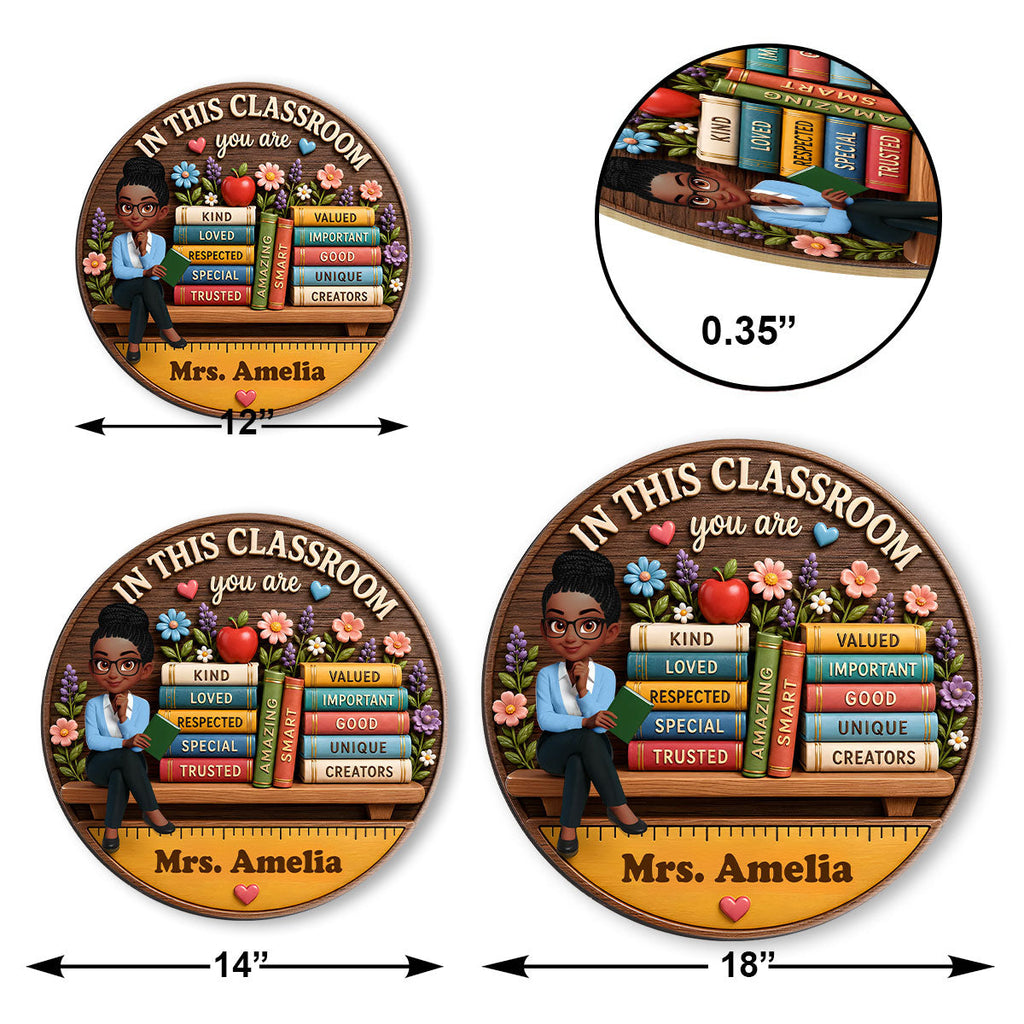 Custom Teacher in This Classroom Back to School Gift for Teachers - Personalized Wooden Door Sign