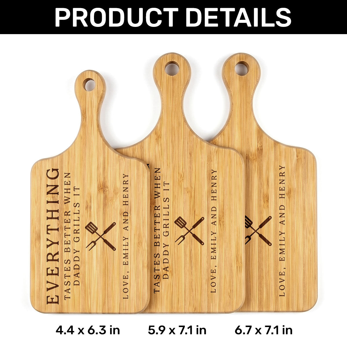 Everything Tastes Better When Daddy Grills It - Personalized Cutting Board With Handle