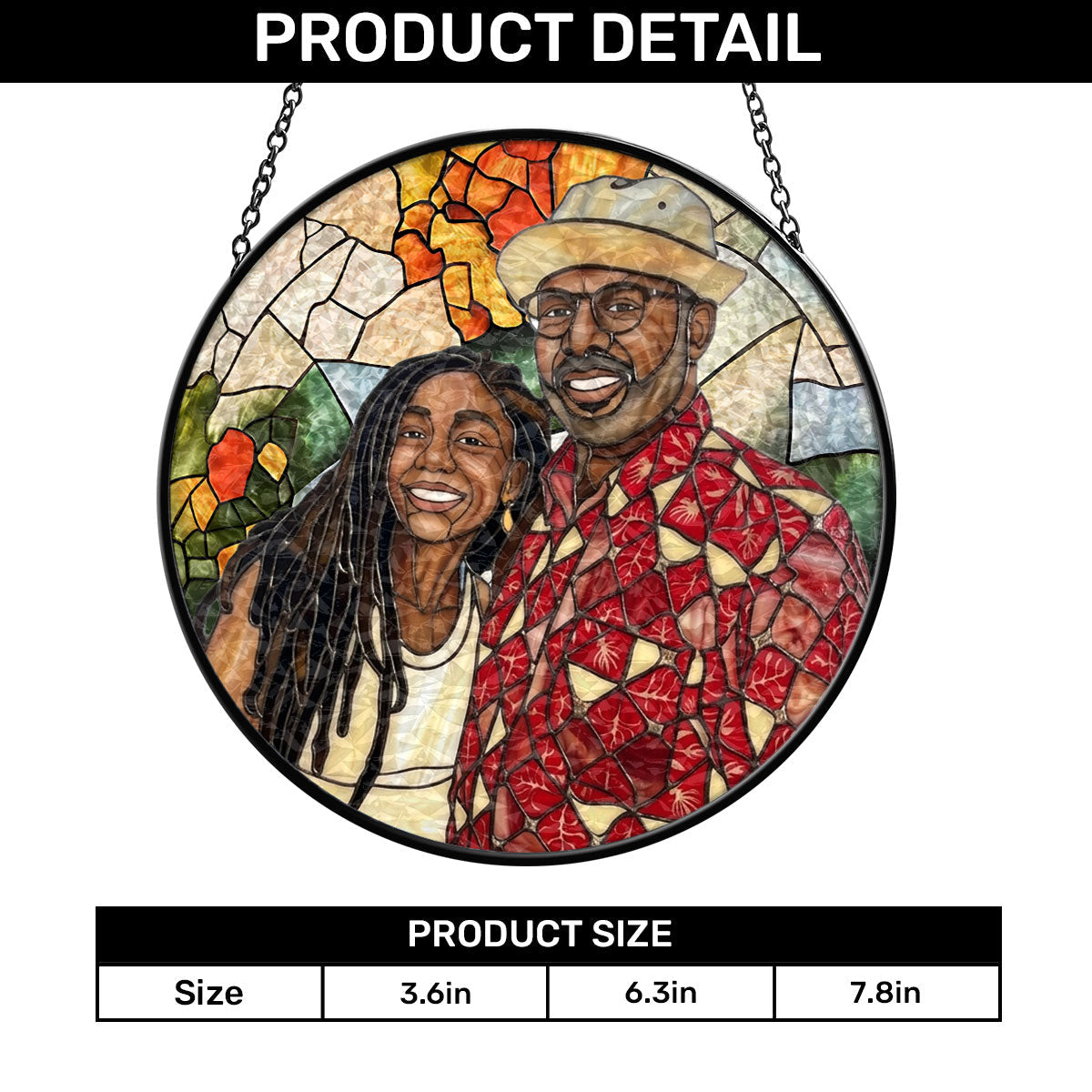 Custom Photo Portrait Dad Grandpa Parents Family - Personalized Stained Glass Window Hanging Suncatcher