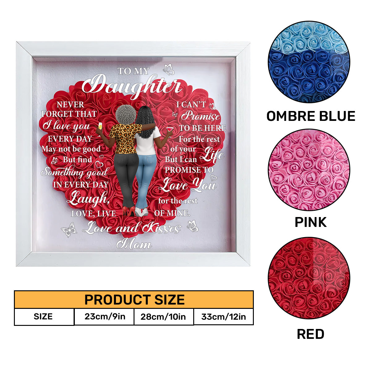 Never Forget That I Love You - Personalized Heart Flower Shadow Box