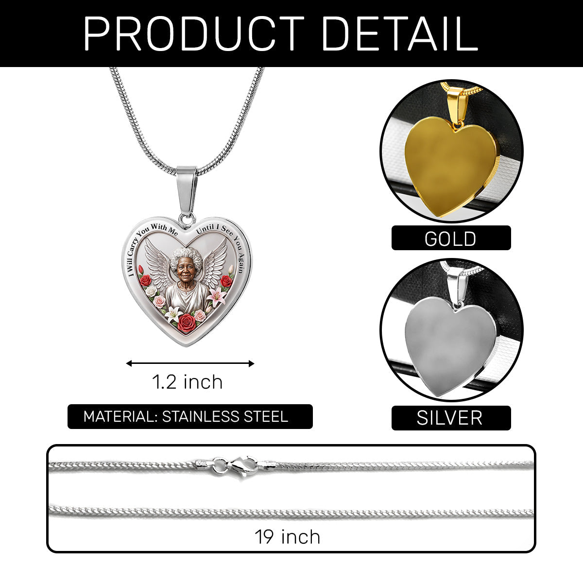 I Will Carry You With Me Until I See You Again - Personalized Heart Necklace