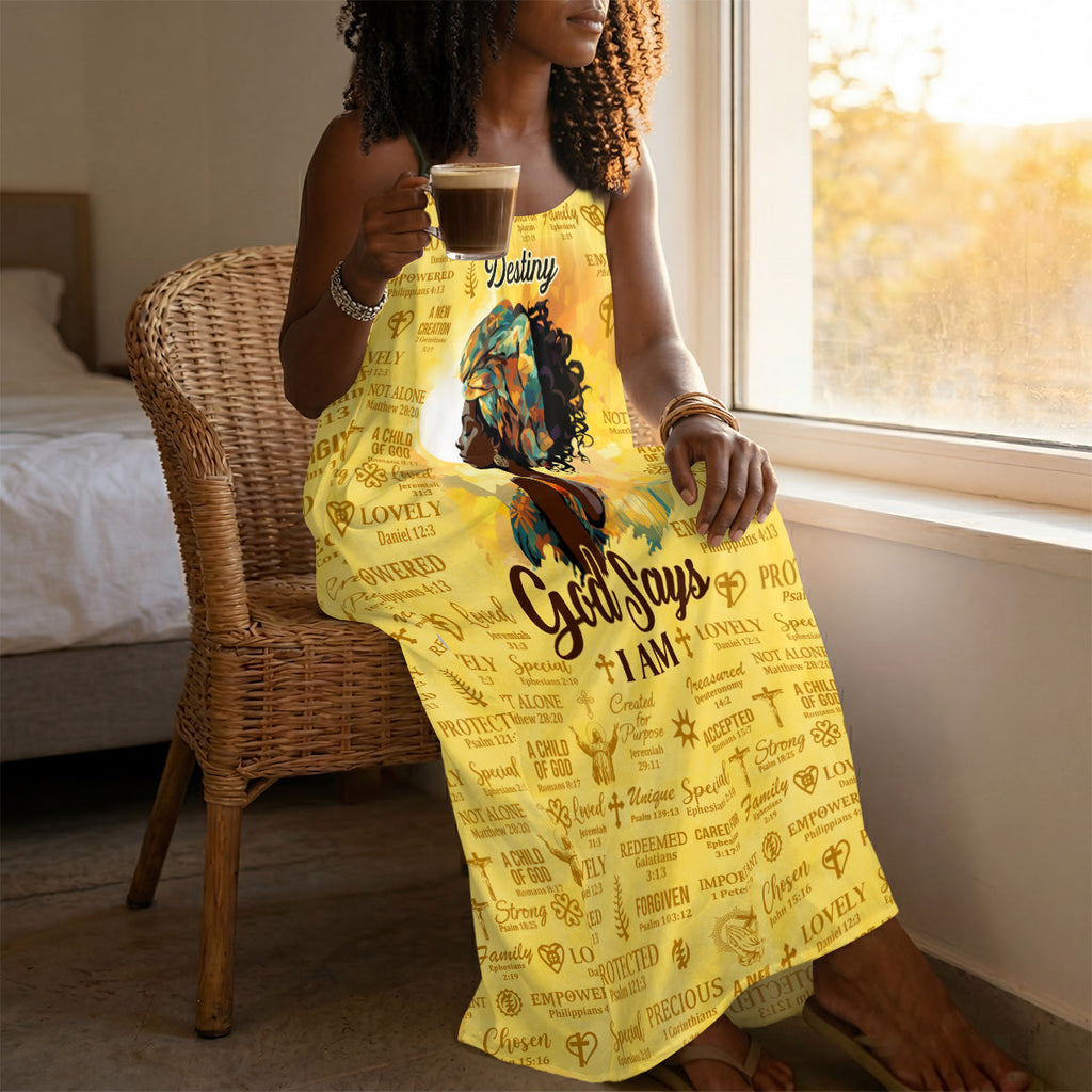 God Says I Am - Personalized Backless Cami Maxi Dress