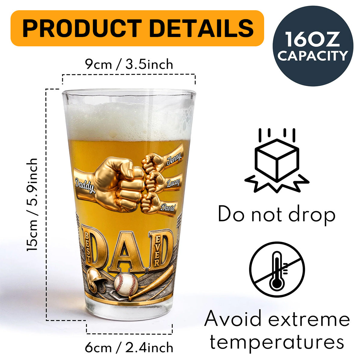 Best Legend Dad Ever - Personalized Beer Glass