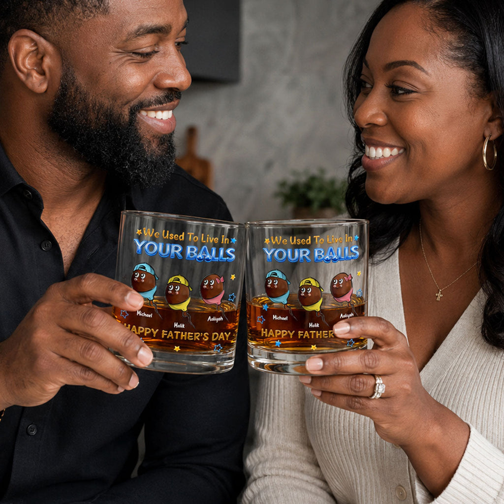 We Used To Live In Your Balls - Personalized Round Whiskey Glass