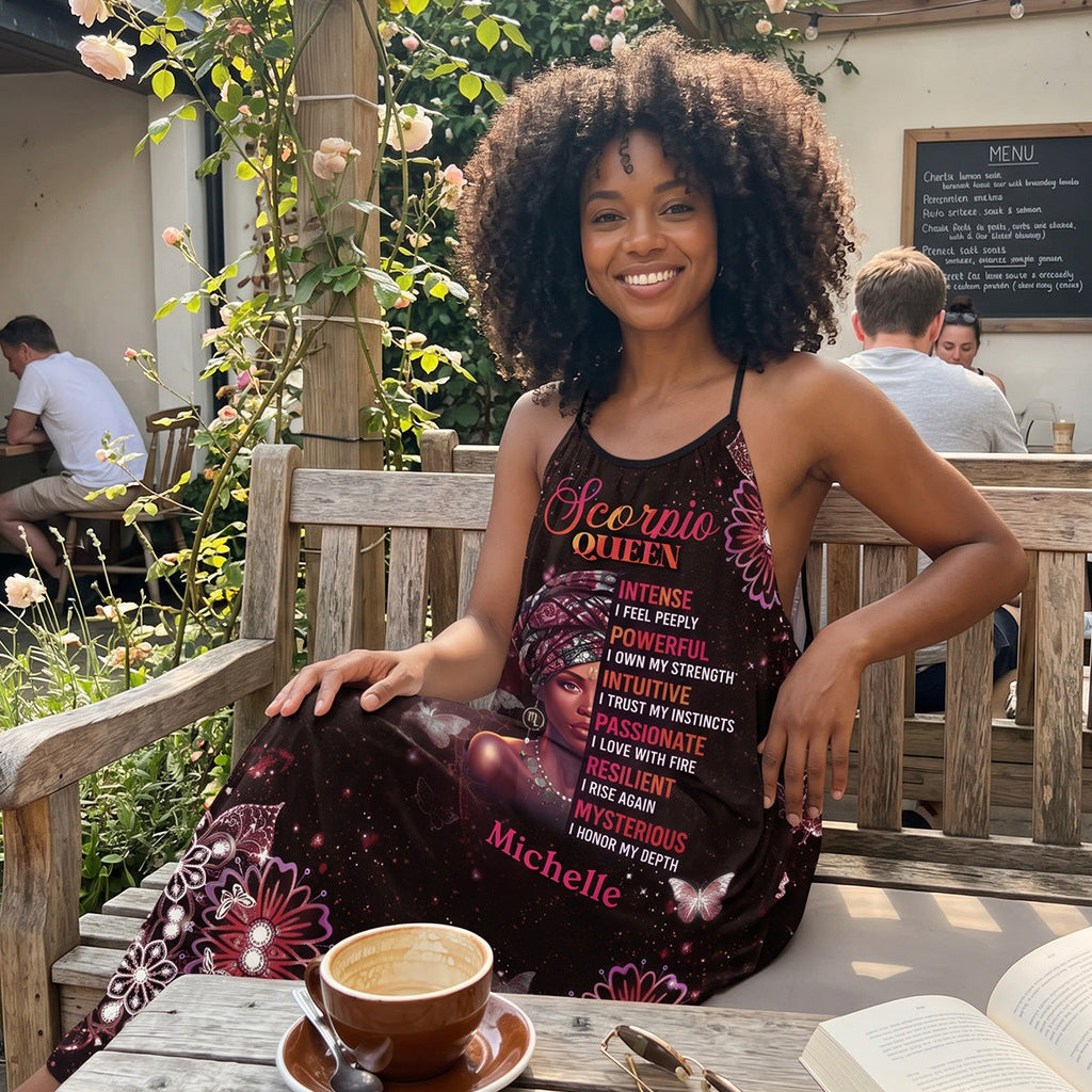 12 Zodiac Signs - Personalized Backless Cami Maxi Dress