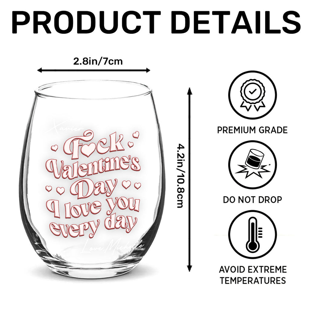 I Love You Everyday Vintage - Personalized Stemless Wine Glass