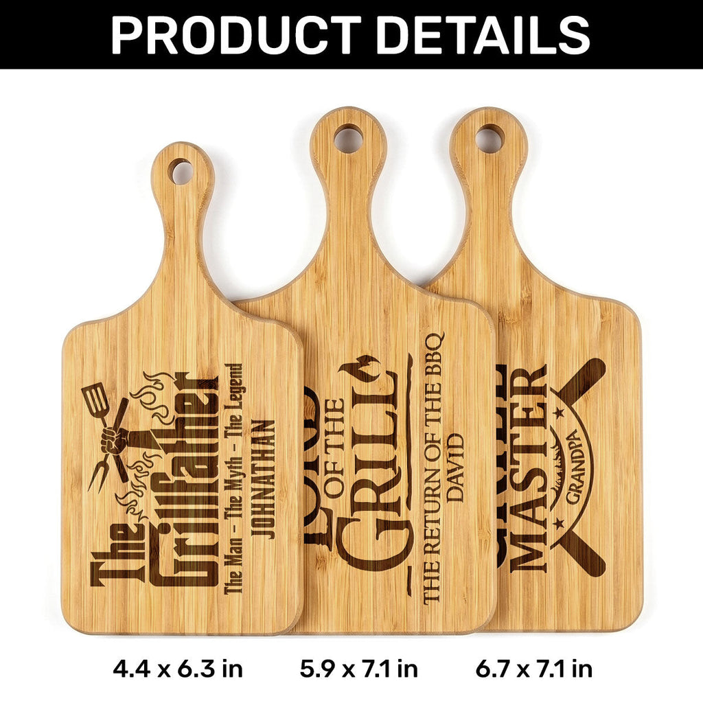 The Man, The Myth, The Grill Master - Personalized Cutting Board With Handle
