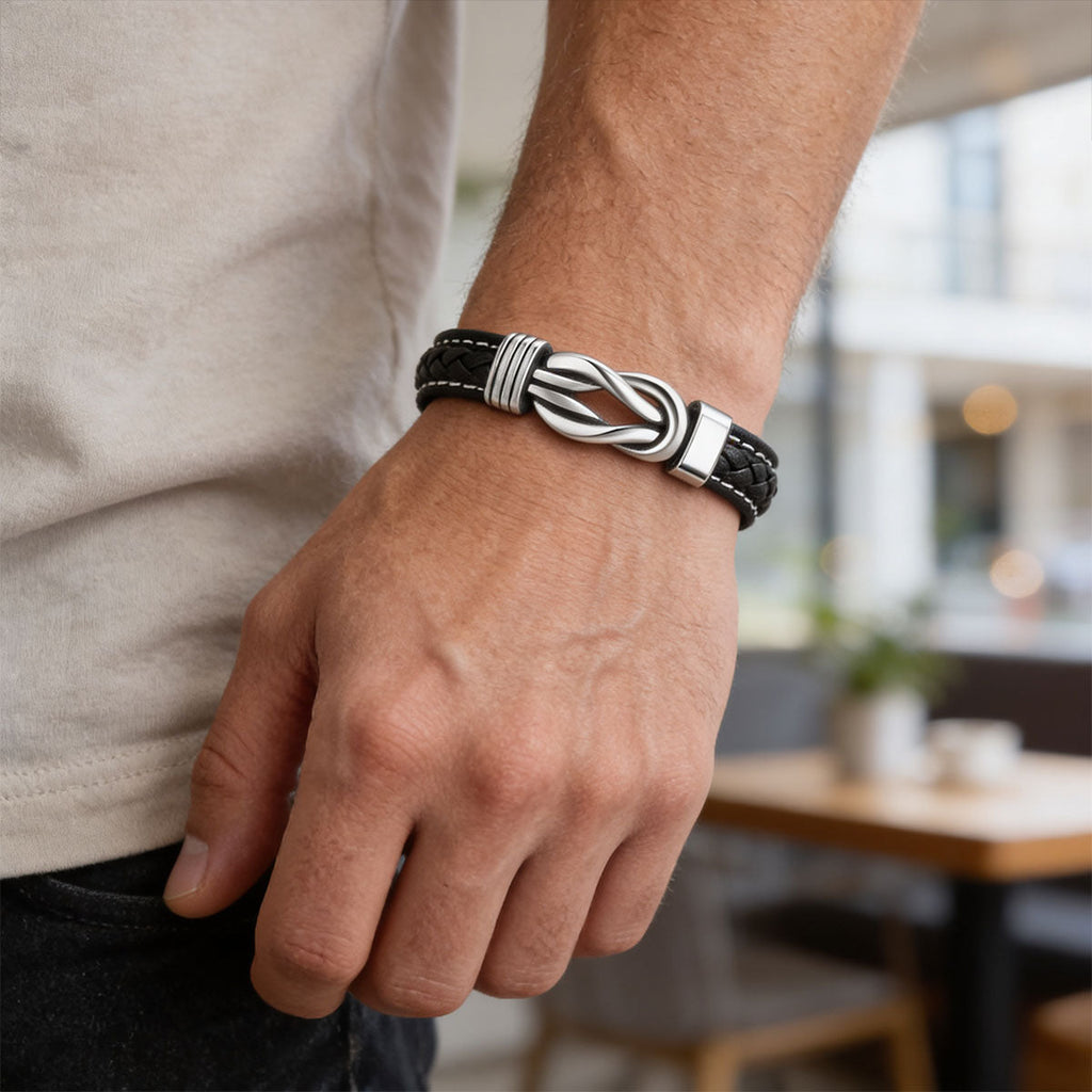 Remember Whose King You Are - Personalized Braided Leather Infinity Bracelet