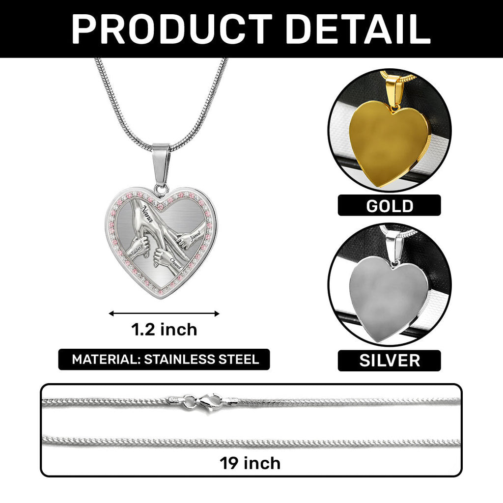 We Love You Nana And Mommy - Personalized Heart Necklace