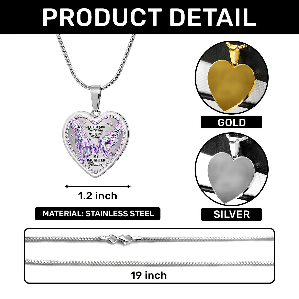 My Daughter Forever - Personalized Heart Necklace