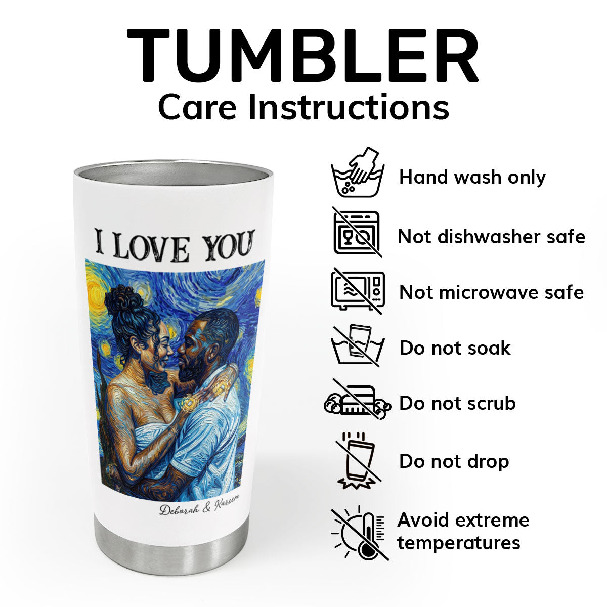 Custom Photo Starry Night Oil Painting Forever And Always - Personalized Stainless Steel Tumbler