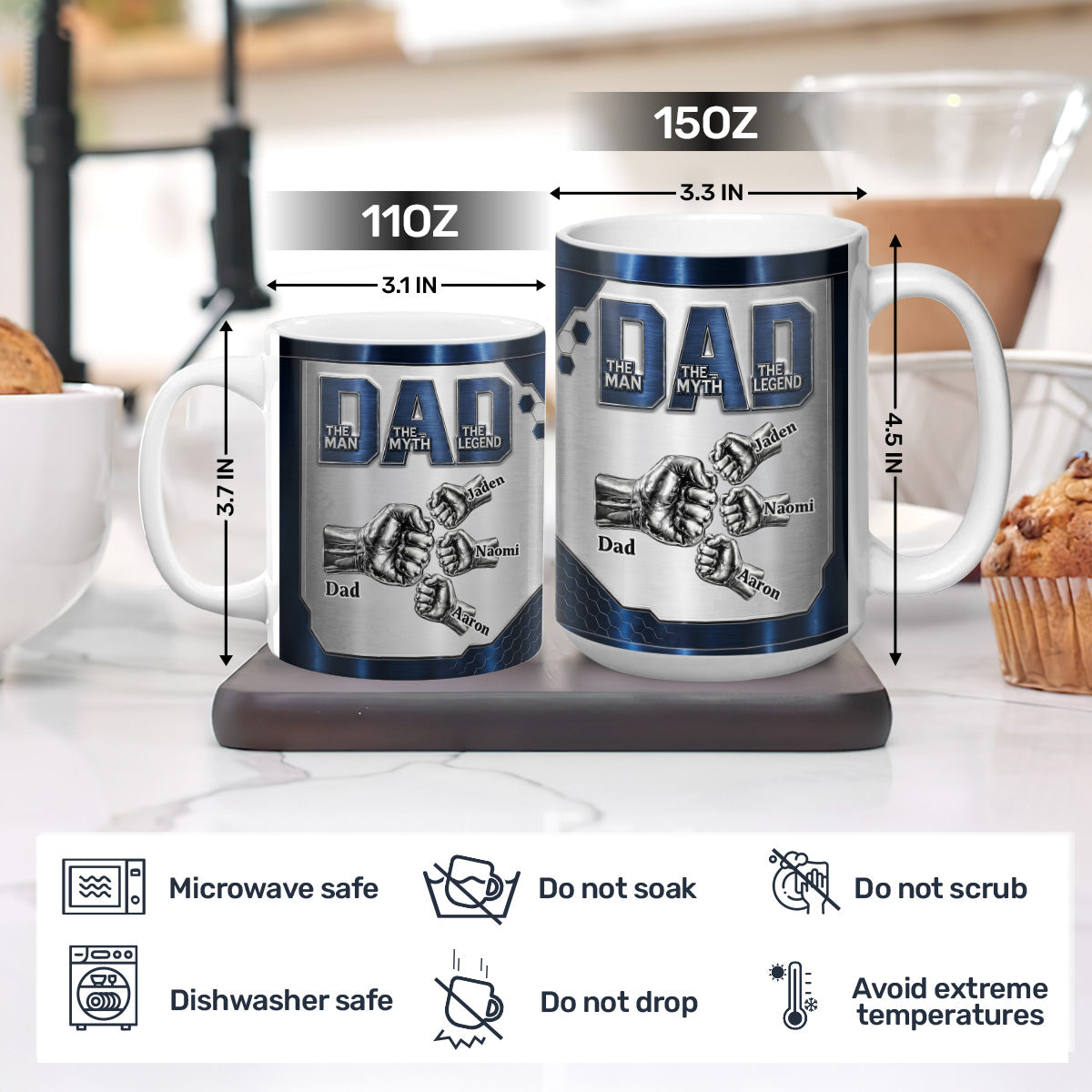 Dad The Man The Myth The Legend - Personalized Ceramic Coffee Mug