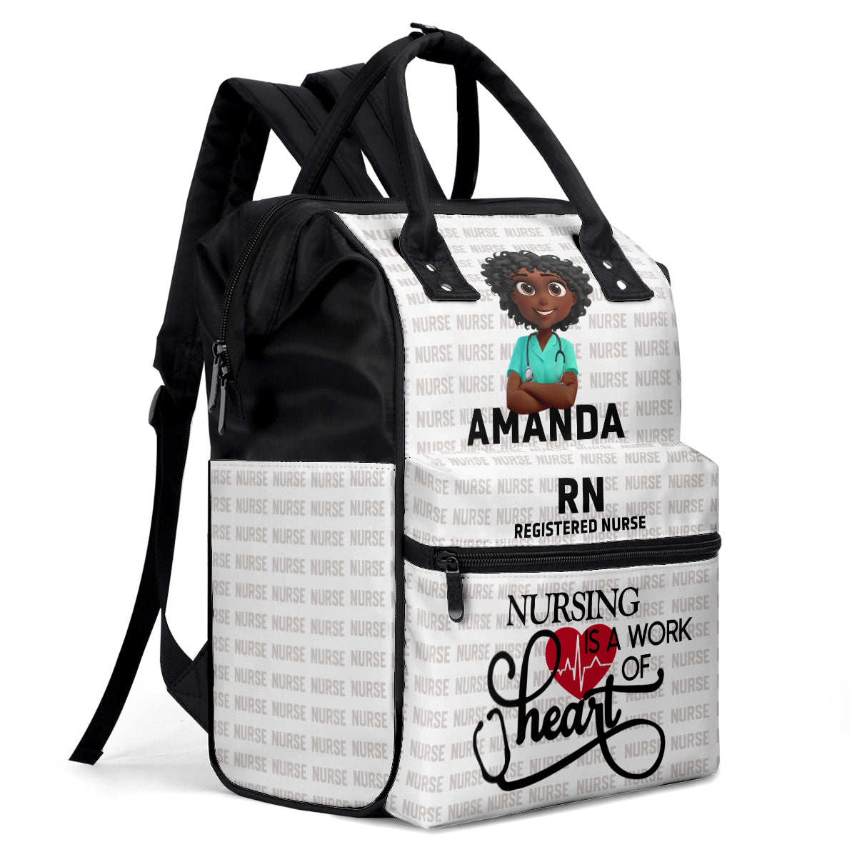 Nursing Is A Work Of Heart - Personalized Duckbilled Backpack