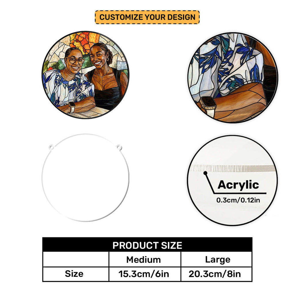 Custom Photo Portrait Mom Grandma Parents Family - Personalized Acrylic Suncatcher