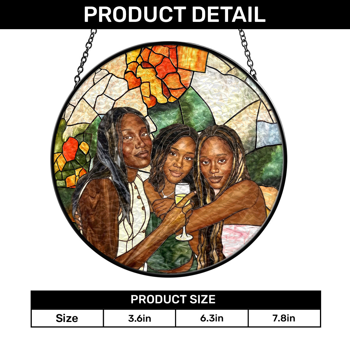 Custom Photo Stained Glass Portrait Besties Friends - Personalized Stained Glass Window Hanging Suncatcher
