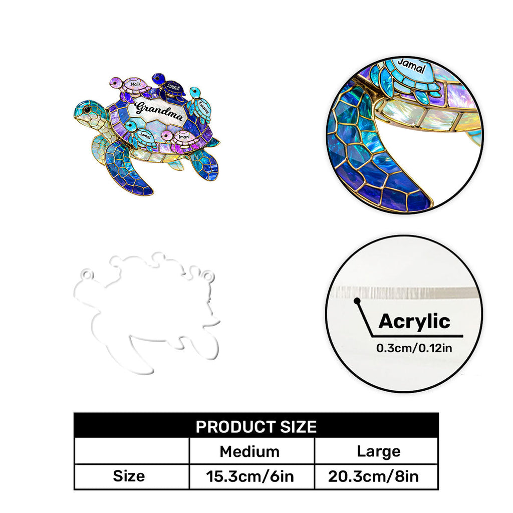 Mom Grandma Sea Turtle - Personalized Acrylic Suncatcher