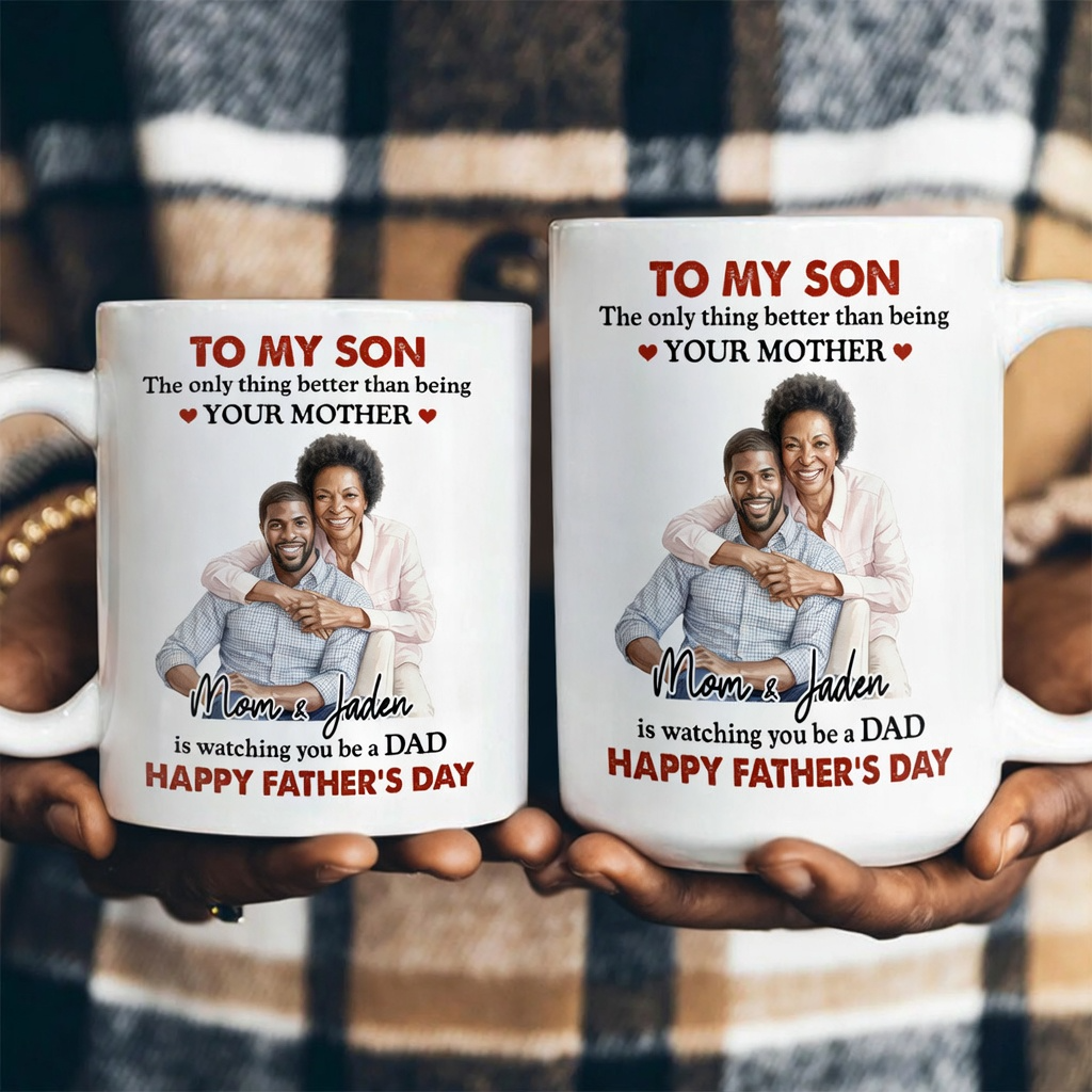 Watching You Being A Dad Ver Custom Photo - Personalized Ceramic Coffee Mug