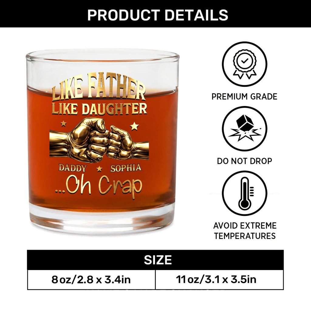 Like Father Like Daughter  - Personalized Round Whiskey Glass