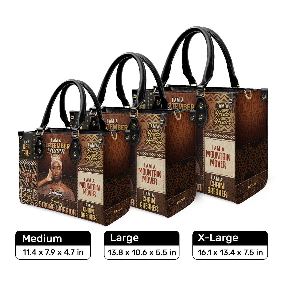 I Am A Black Queen - Personalized Leather Handbag