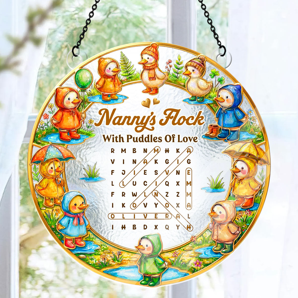 Raincoat Family Flock - Personalized Acrylic Suncatcher