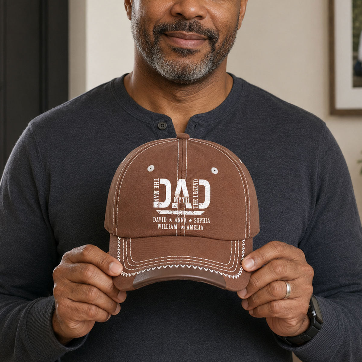 Dad The Man The Myth The Legend - Personalized Vintage Soft Baseball Cap