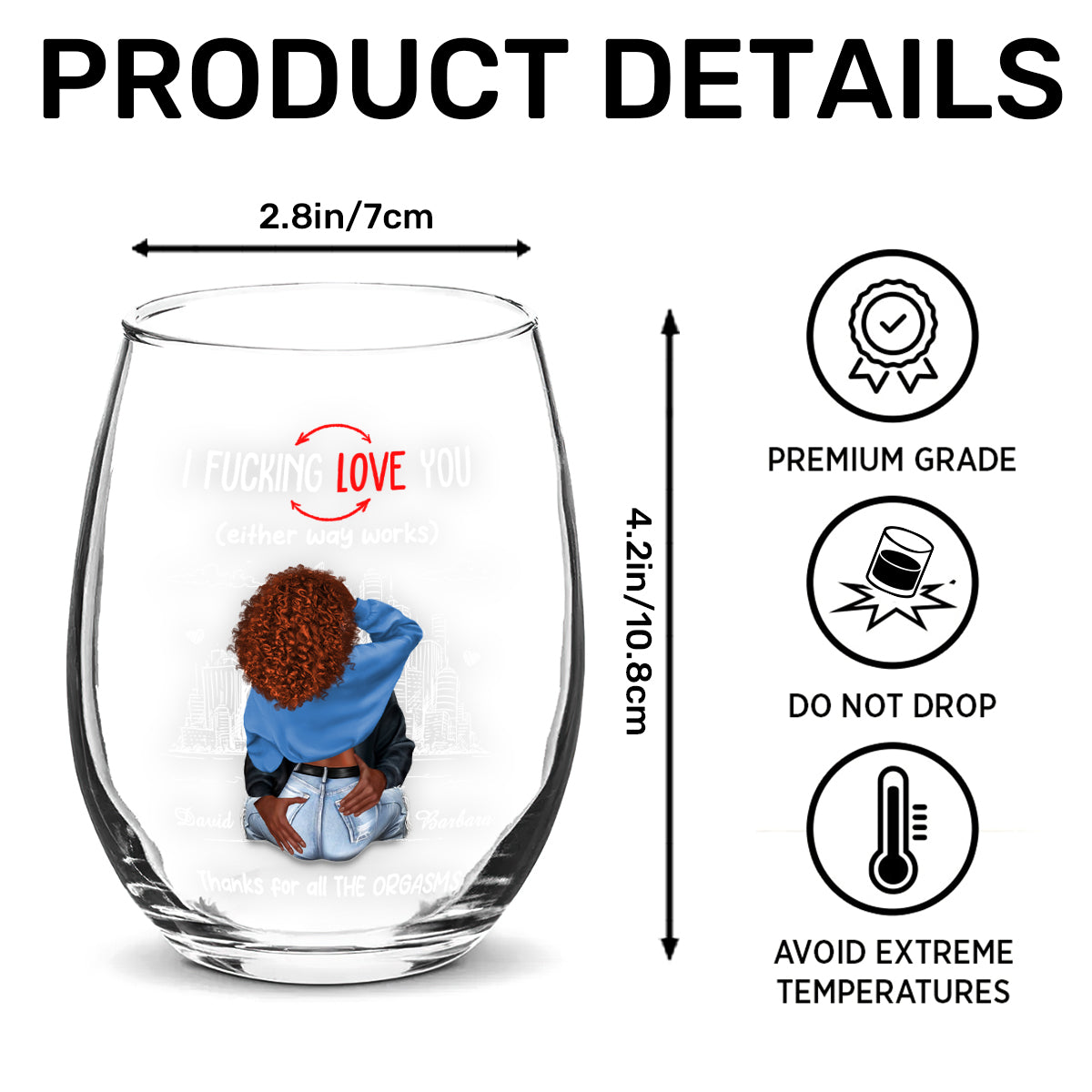 Thanks For All The Orgasms - Personalized Stemless Wine Glass