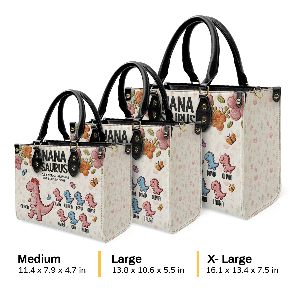 Nanasaurus - Personalized Leather Handbag