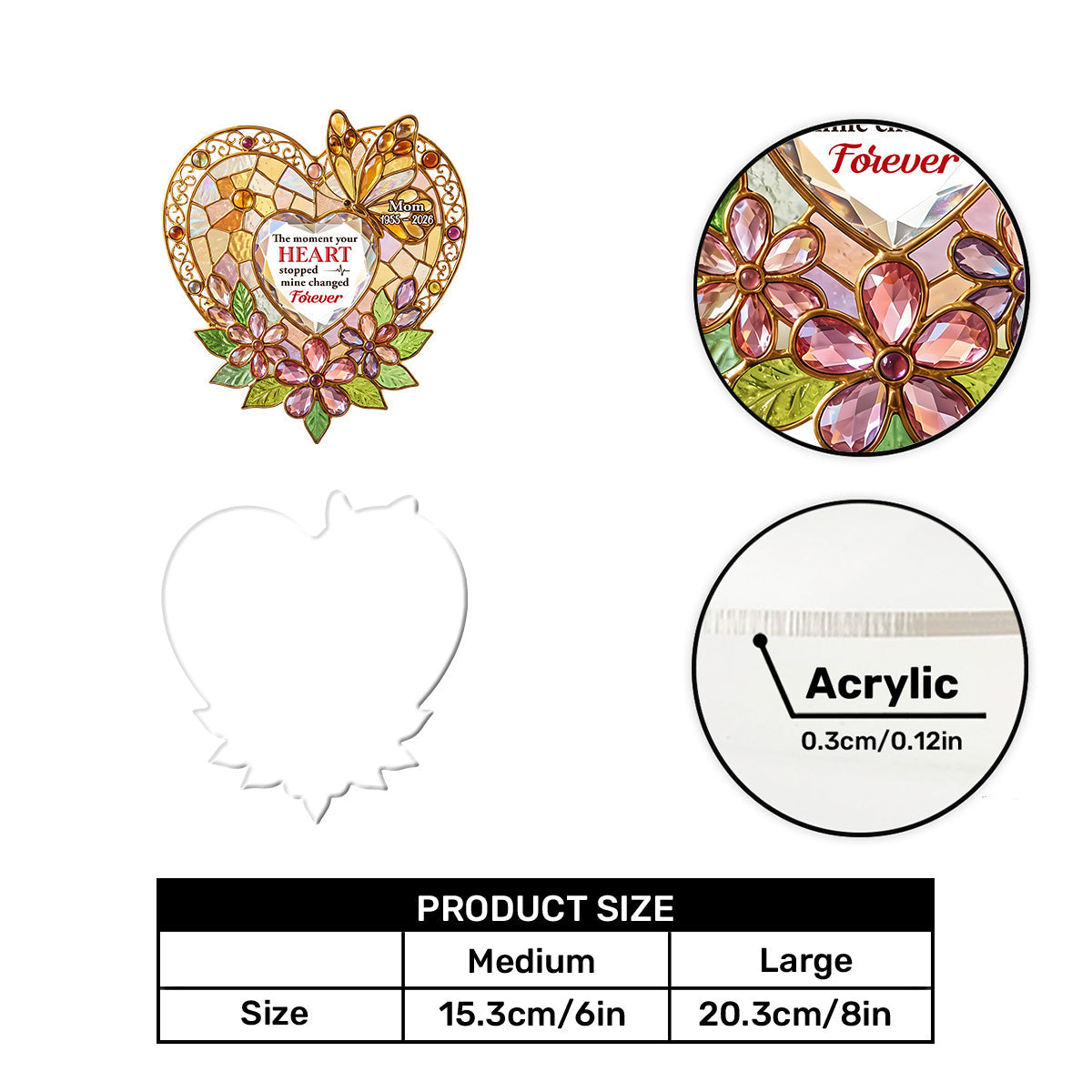 The Moment Your Heart Stopped Mine Changed Forever - Personalized Acrylic Suncatcher