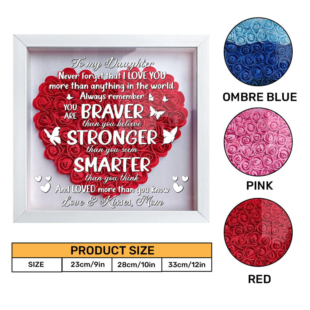Never Forget That I Love You - Personalized Heart Flower Shadow Box