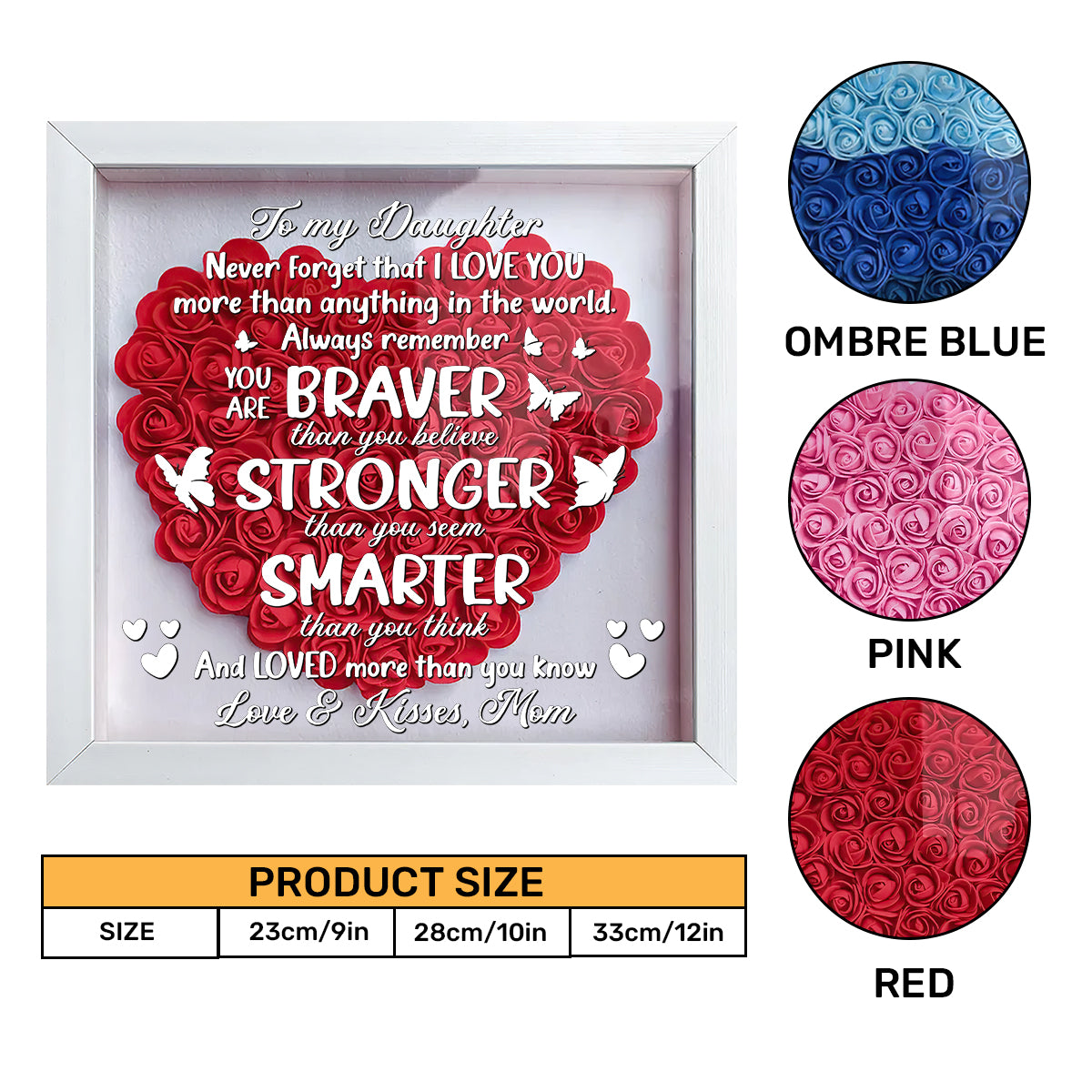Never Forget That I Love You - Personalized Heart Flower Shadow Box