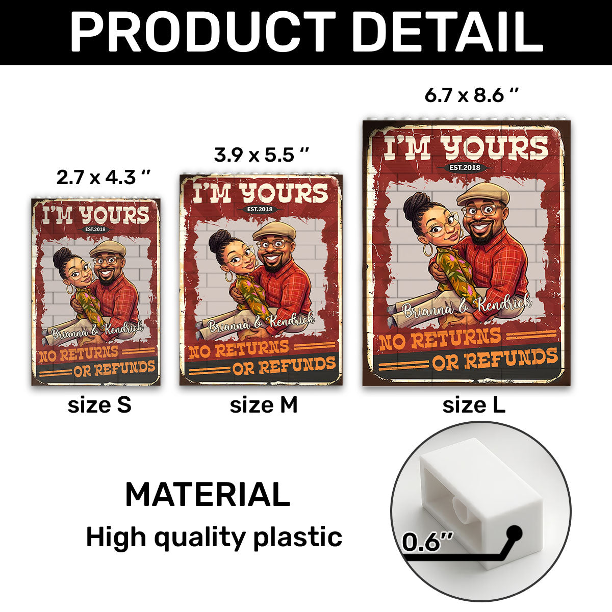 I'm Yours No Returns Or Refunds  - Personalized Building Brick Puzzle