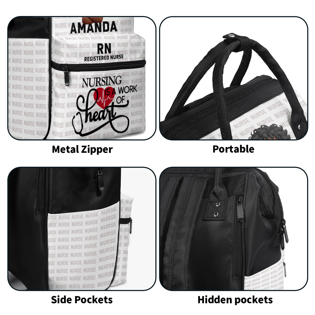 Nursing Is A Work Of Heart - Personalized Duckbilled Backpack