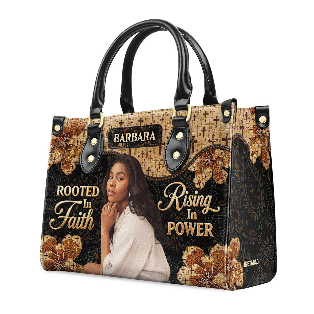 Rooted In Faith Rising In Power - Personalized Leather Handbag