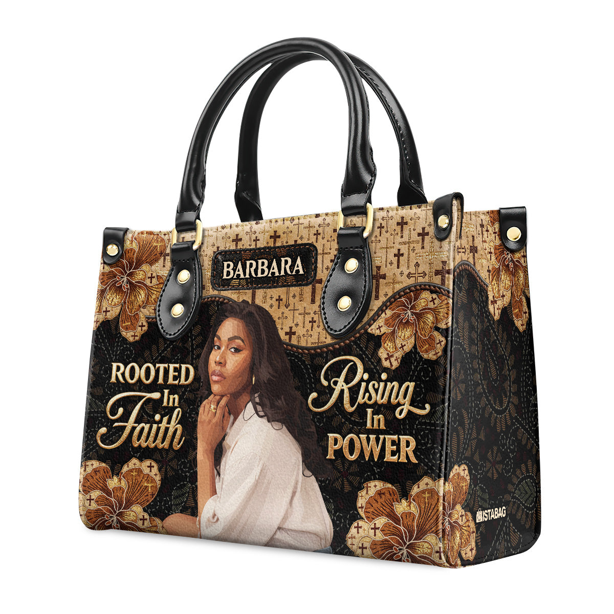 Rooted In Faith Rising In Power - Personalized Leather Handbag