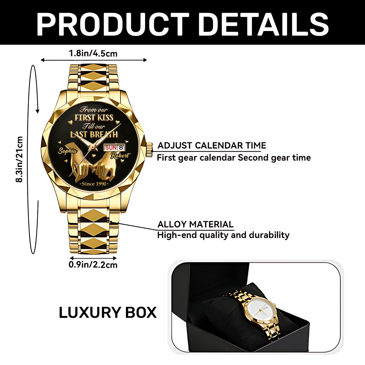 From First Kiss To Last Breath - Personalized Men's Wrist Watch